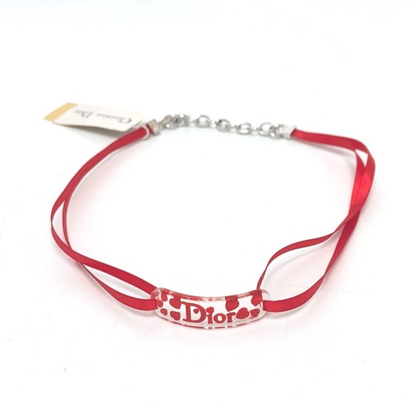 Christian Dior Dior Logo Heart Plate Accessory Collar Choker Plastic Women's ...